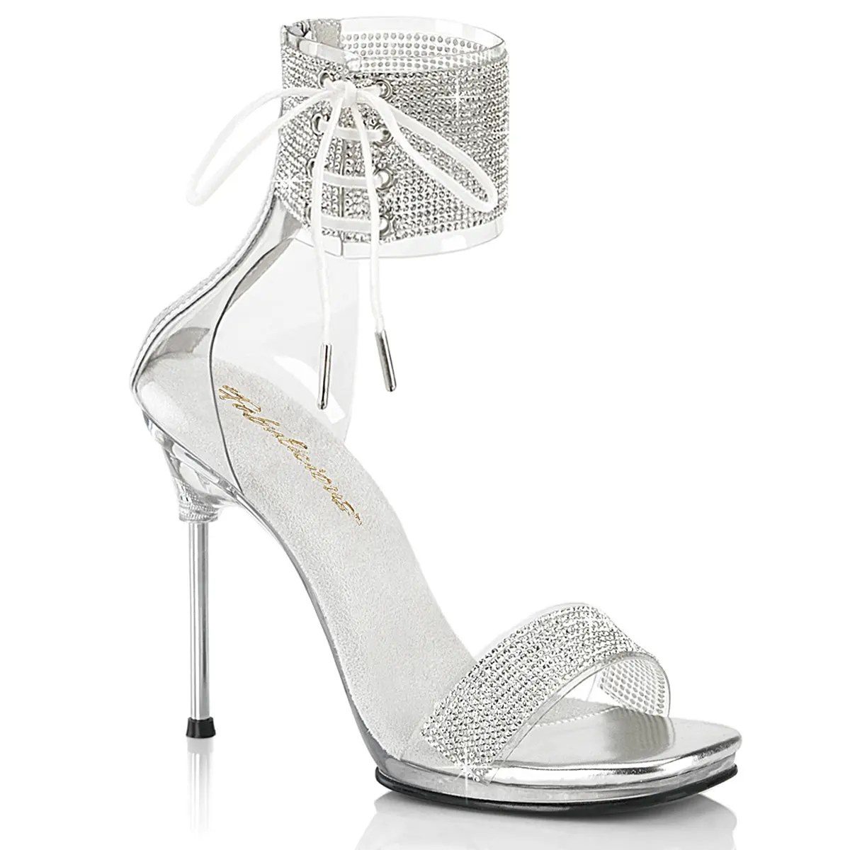 Rhinestone High Heel Sandals for Women, Elegant Stiletto Platform Party Shoes with an Ankle Strap and Side Lacing Detail, Elegant Fashionable Sandals, Dressy Sandals, Heels For Women