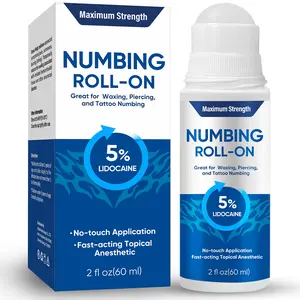 Maximum Strength 5% Lidocaine Numbing Roll-On | Fast-Acting Topical Anesthetic for Tattoo, Waxing & Piercing | No-Touch Rollerball Applicator for Targeted Pain Relief | Cooling Gel for Pre & Post Procedure Comfort