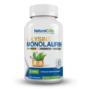 L-Lysine with Monolaurin 600mg – 1:1 Ratio, 100 Capsules – Immune & Digestive Support by Natural Cure Labs