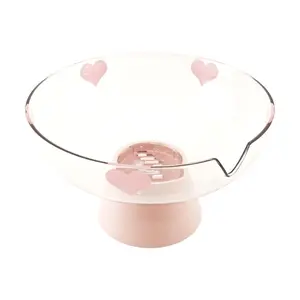 Kawashima Love Heart Fruit Bowl with Stand - 24cm Detachable Draining Tray for Snacks & Desserts