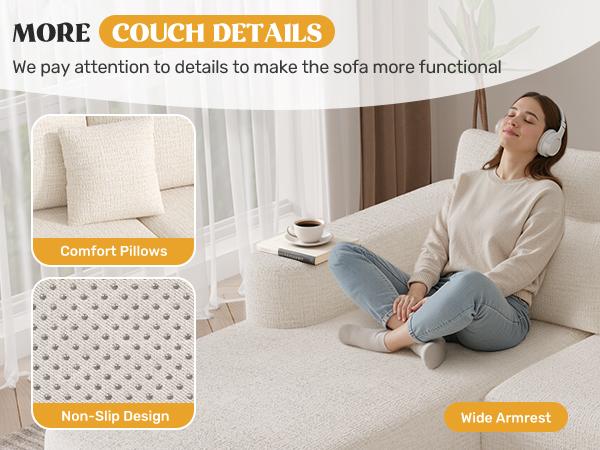 【2 Packages shipping】112" Modular Curved Cloud Couch, Oversized Couches for Living Room, Modern Boneless Sectional Sofa with Deep Seat, Chenille Foam Couch, No Assembly Required, Beige, 1PCS 【2 Packages shipping】112" Modular Curved Cloud Couch, Oversized Couches for Living Room, Modern Boneless Sectional Sofa with Deep Seat, Chenille Foam Couch, No Assembly Required, Beige, 1PCS