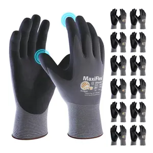 12 Pairs MaxiFlex Micro-Foam Nitrile Coated Work Gloves – Breathable & Durable Anti-Slip for Construction Gardening Pip – Supplier Warranty Included