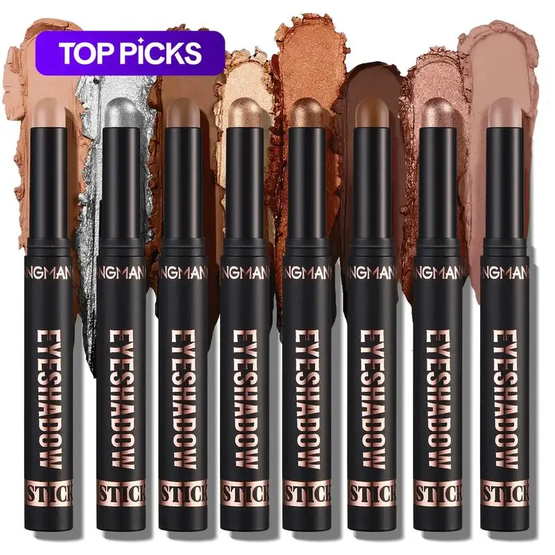 8Pcs Eyeshadow Stick Set Cosmetic PearlescentMatte Highlighter Eye Shadow Glam Natural Long LastingWaterproof Not Easy To Take Off Makeup