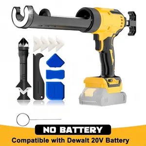 Cordless Caulk Gun Compatible with DeWalt 20V MAX Battery – Electric Caulking Gun with LED Light, 6-Speed Control, Drip-Free Design for Sealing & Filling (No Battery)