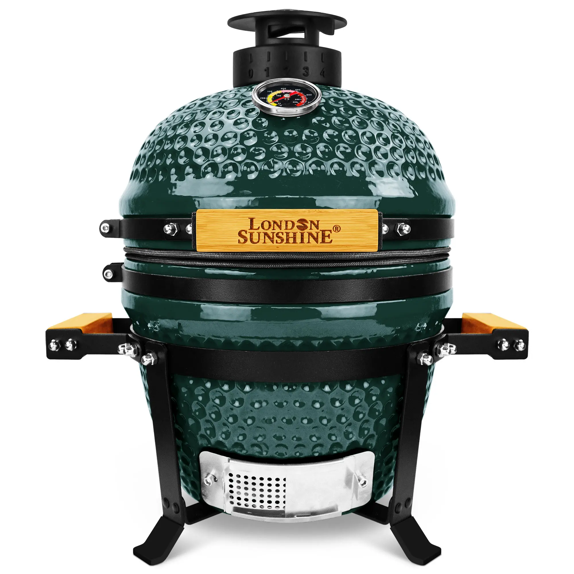 Upgraded 13 inch Ceramic Kamado Grill with Waterproof Air Vent Cap | Portable Tabletop Charcoal BBQ Grill Smoker for Outdoor Cooking, Patio, Camping  Green
