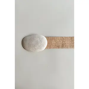 Mariah Raffia & Ivory Oval Buckle Belt