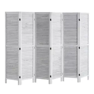 VEVOR Wood Room Divider,  , 6 Panel Wood Folding Privacy Screen, 66.9 Inches Tall Indoor Louvered Wooden Partition, Portable Decoration Screen, for Room Separation, Home, Office, Restaurant & Bedroom
