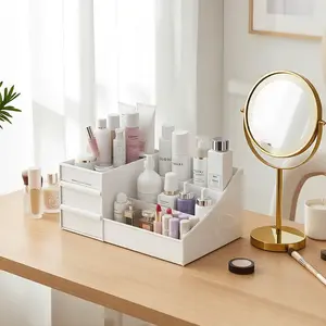 Storagebox White Countertop Organizer for Cologne: Vanity Organizer With Drawers, Bathroom Counter Organizer for Razor, Shaving Lotion, Skincare, Deodorant, Perfume Perfect for Bathroom & Bedroom Storage