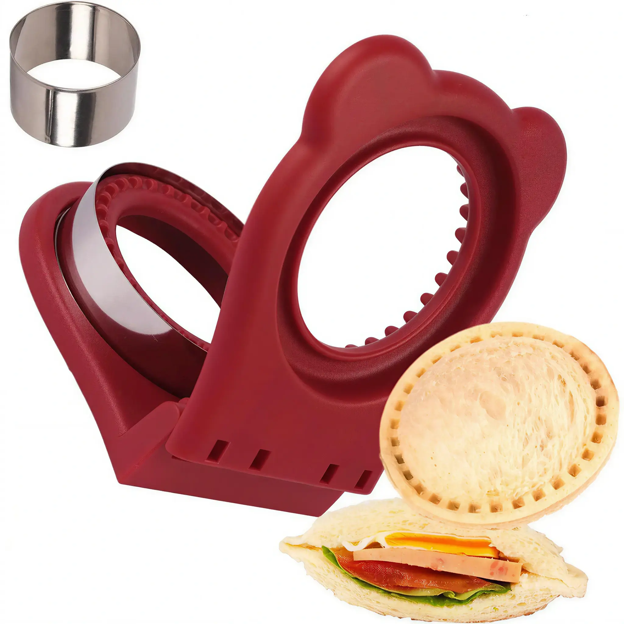 Stainless Steel Circle Pocket Sandwich Maker - 3.7 in Metal Cutter and Sealer for Kids' Breakfast, Lunchboxes (Home Supply, Party Gift), Pocket Shape