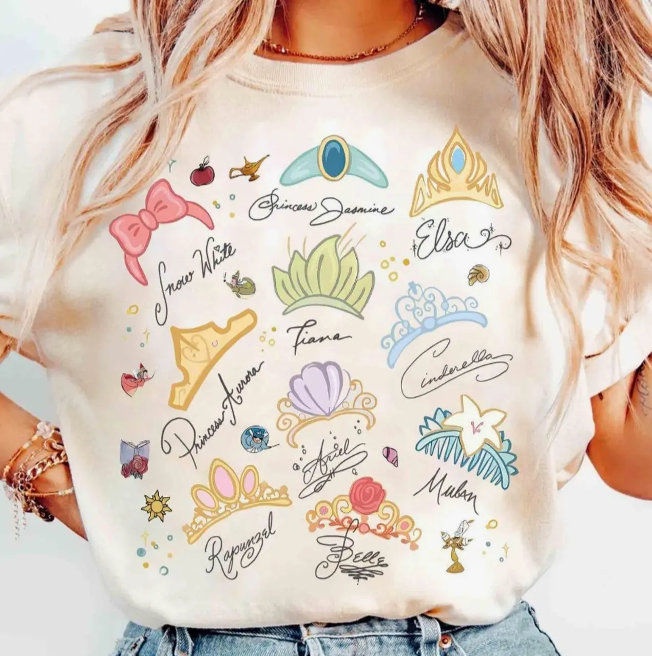 Watercolor Coquette Magic Kingdom Princess Crowns T-Shirt, Magic Kingdom Tee Girl Trip 2026