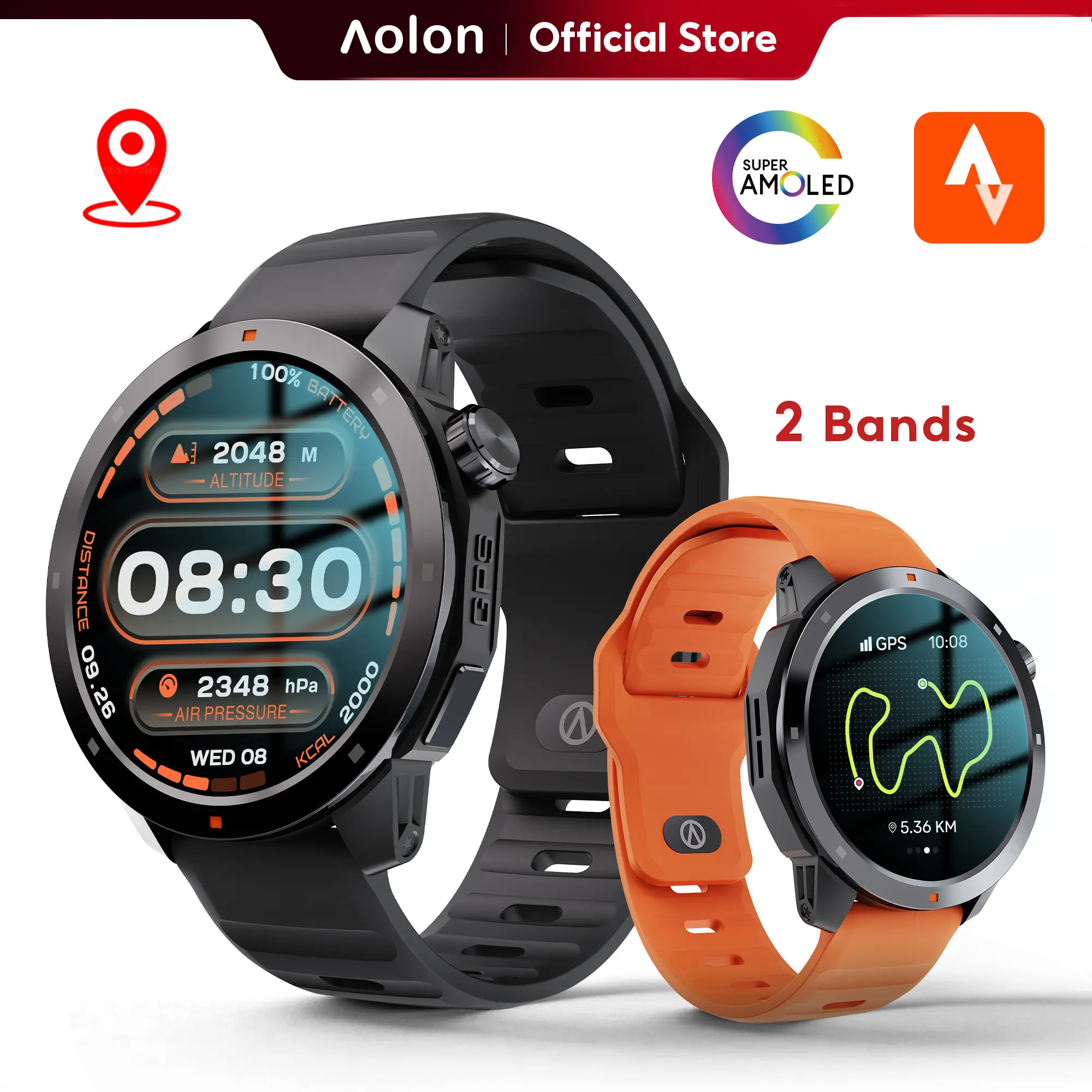 【BUILT-IN GNSS】Aolon Navi R3 Ultra Outdoor Wearable Smartwatch, 1.43" AMOLED Display, Bluetooth Calling, 60 Sports Modes, Motion L4 Algorithm, 24/7 Health Track, IP68 Waterproof, Android & iOS Compatible. #travel essentials#back to school