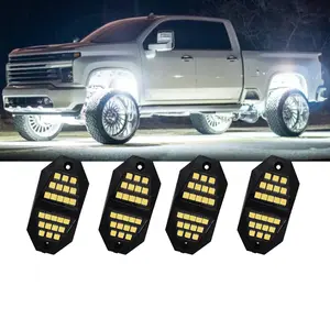 4/8/10/12/16/20 Pods White Rock Lights, 210-Degree Wide Angle, 6000K Pure White, 24 Bright SMD Chips, with Extension Wires, IP67 Waterproof, High Adhesive Stickers Car Underglow Lights Fits for Trucks Trailer SUV ATV UTV