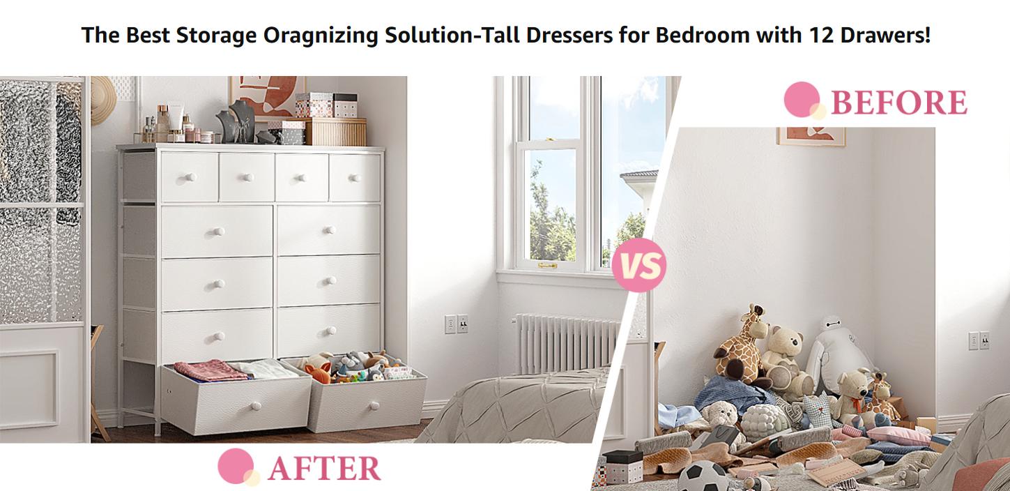 【New Sizes】Raybee 12 Compact Fabric Drawer Organizer, Space Saving Storage Bins for Closet, Modern Storage Tower for Socks Underwear Makeup, Tall Chest Organizer Unit for Bedroom Office Dorm Room Organization, Steel Frame, Wood Top, Easy to Assemble 【New Sizes】Raybee 12 Compact Fabric Drawer Organizer, Space Saving Storage Bins for Closet, Modern Storage Tower for Socks Underwear Makeup, Tall Chest Organizer Unit for Bedroom Office Dorm Room Organization, Steel Frame, Wood Top, Easy to Assemble