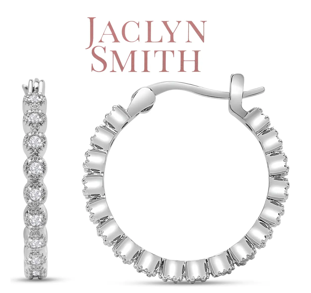 JS - Exclusive 1/4 Carat Sparkling Moissanite Hoop Earrings, 3/4 Inch