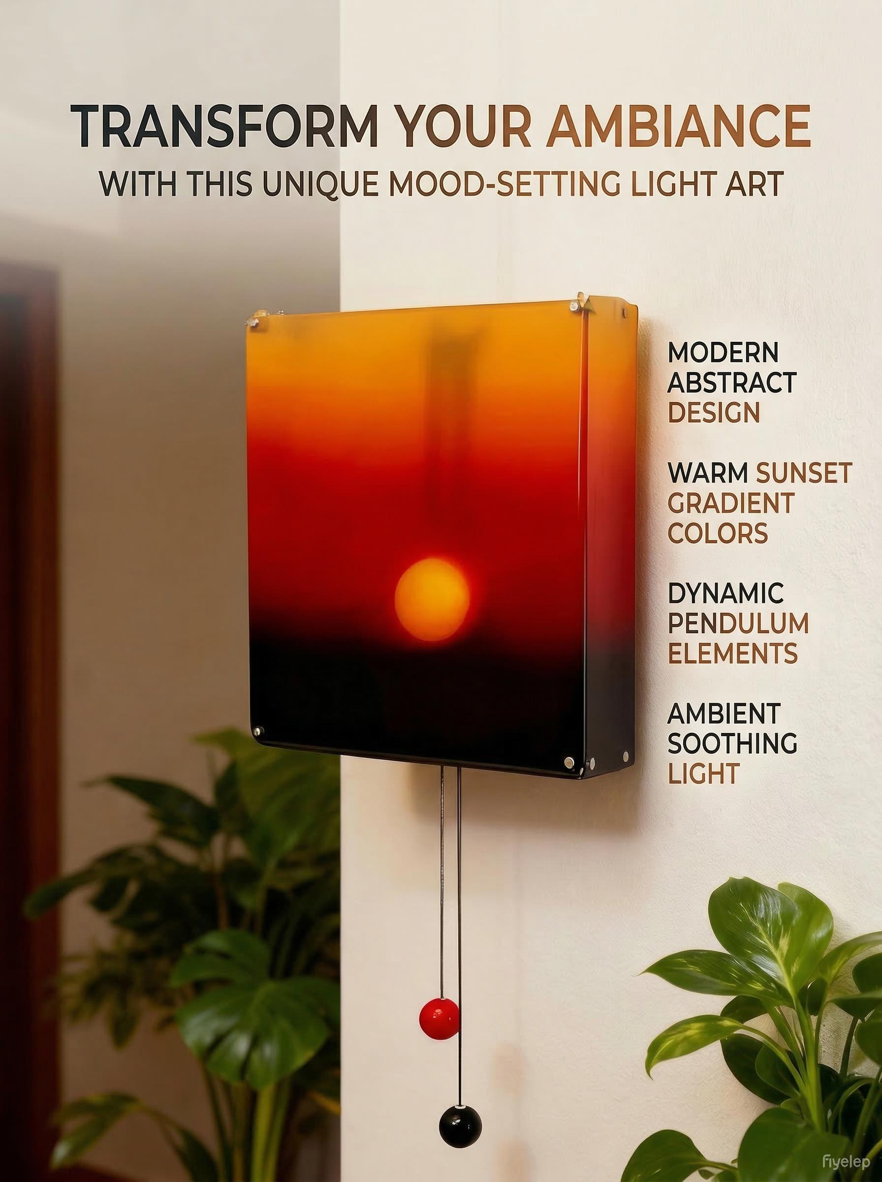 Creative Sunset Hand Pulled Night Light Adjustable Height & Brightness Sunrise to Sunset Scenery Wall Lamp Energy Efficient for Home Decor