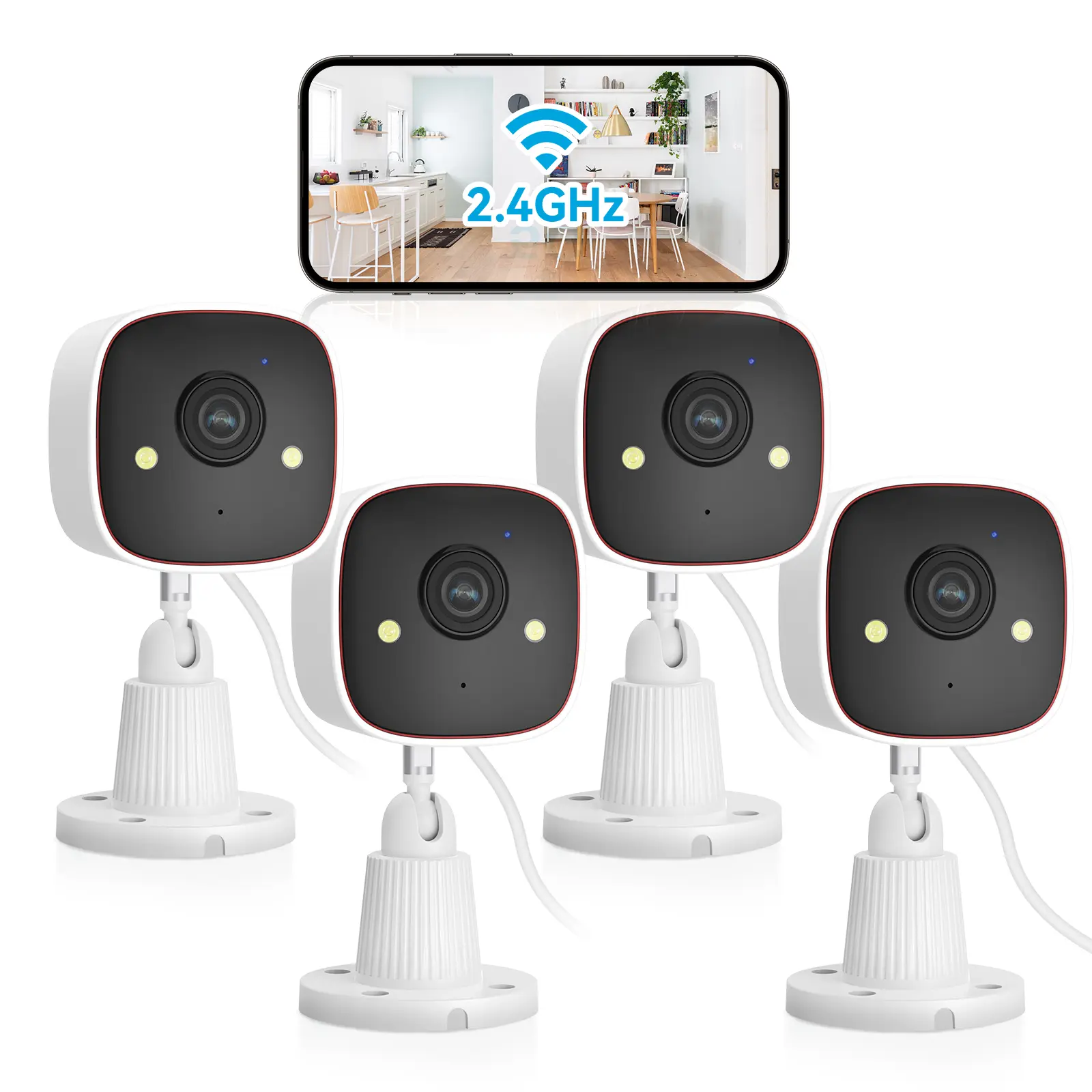 Jennov Outdoor/Indoor Security Cameras , 2K 2.4g wifi HD Color Night Vision/AI Human Motion Detection /2-Way Audio/IP66 Waterproof Monitor Security Camera for Home,Cloud & 128GB SD Card Storage ,camara de seguridad,baby camera monitor