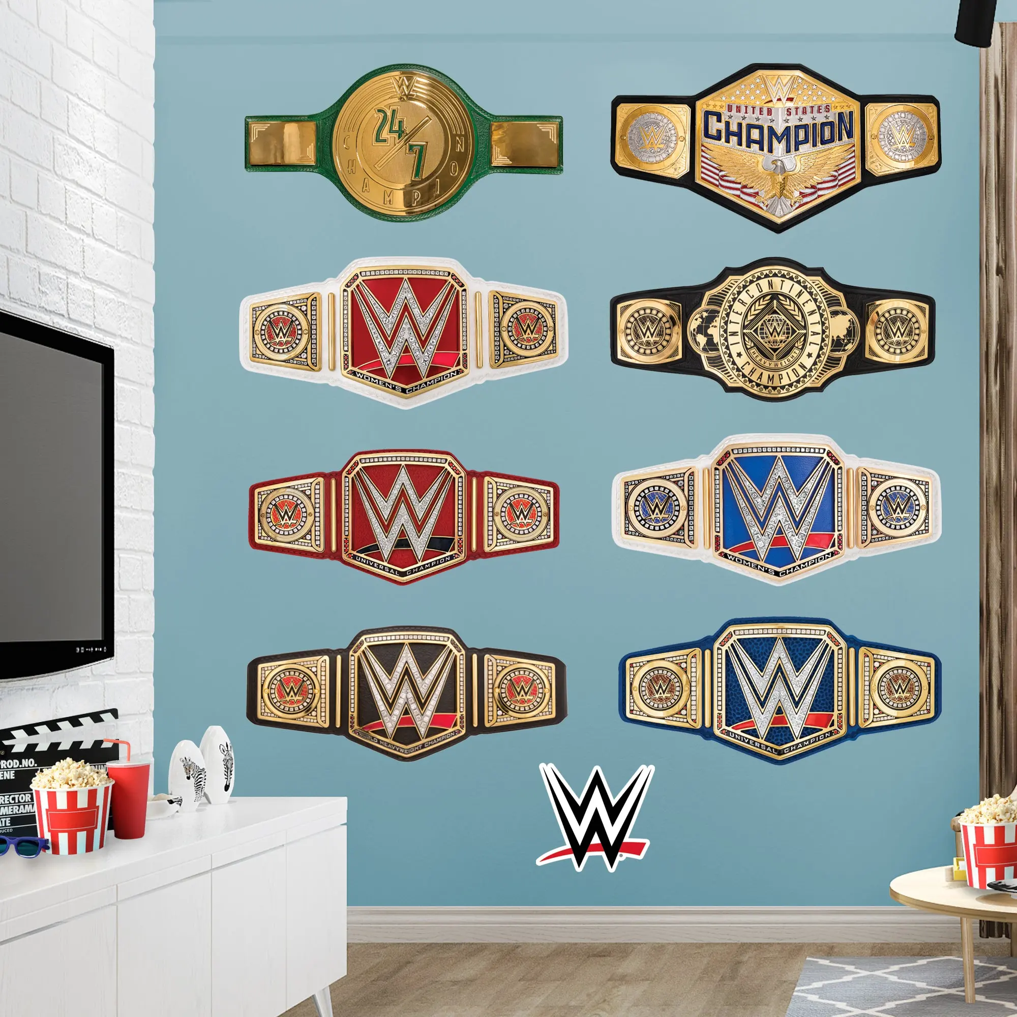 WWE - RealBig Titles Collection - Official WWE - Reusable Vinyl Wall Decals #1, Decal Sticker, Decor, Home Decor, Universe, Cool Room Decor