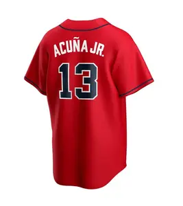 baseball jersey 13#, red casual sports baseball shirt, V-neck design nylon classic softball shirt