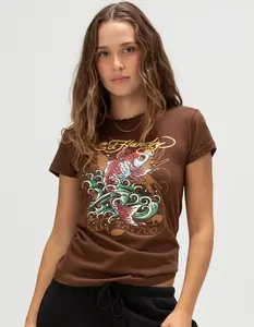 ED HARDY Koi Fish Womens Fitted Tee