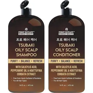 Oily Scalp Shampoo & Conditioner Set – Purifying Clarifying Hair Care with Salicylic Acid, Peppermint Oil & Houttuynia Extract – Refresh, Balance & Control Oil – Sulfate Free, Paraben Free, 16 fl oz