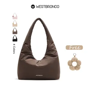 WESTBRONCO Puffy Hobo Tote Bag 2026 Trendy Chic Coquette Brooklyn 28 Shoulder Casual Commuter Bag for Women Diaper Bag Purse Sweet Style Fashion Shoulder Bag with Charm for College Work Travel Gift for her TikTokShopStockUp