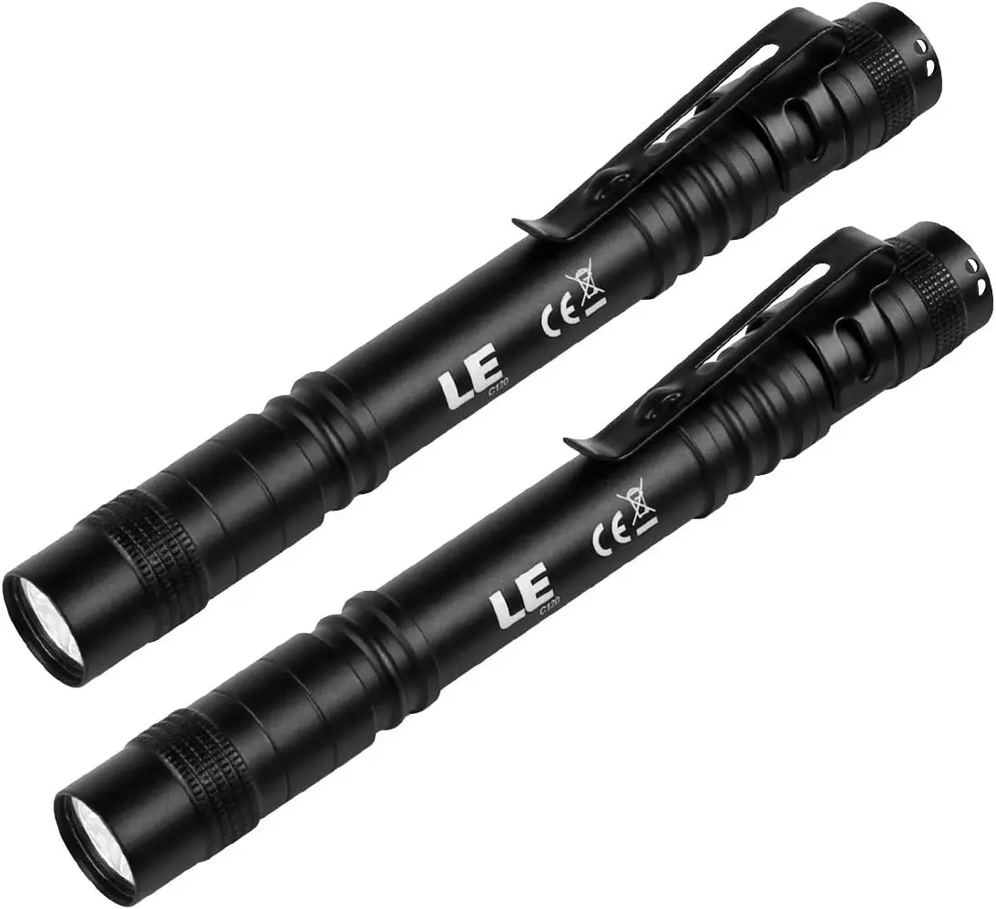 Lighting EVER 2-Pack Super Bright High Lumen LED Pen Lights, Aluminum Alloy Mini Pocket Flashlights with Clip, Lightweight Waterproof Outdoor Multi-Mode for Inspection, Emergency, Super Bright Flashlight, High Lumen Flashlight