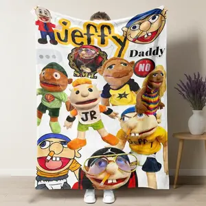 Soft Funny Throw Blanket UVVUVV - Jeffy Puppet Collage Blanket - Iconic SML Characters Pattern, Soft Plush Fleece Throw, Perfect for SuperMarioLogan Fans, Couch Bed Decor, Ideal Gift for Kids and SML Lovers