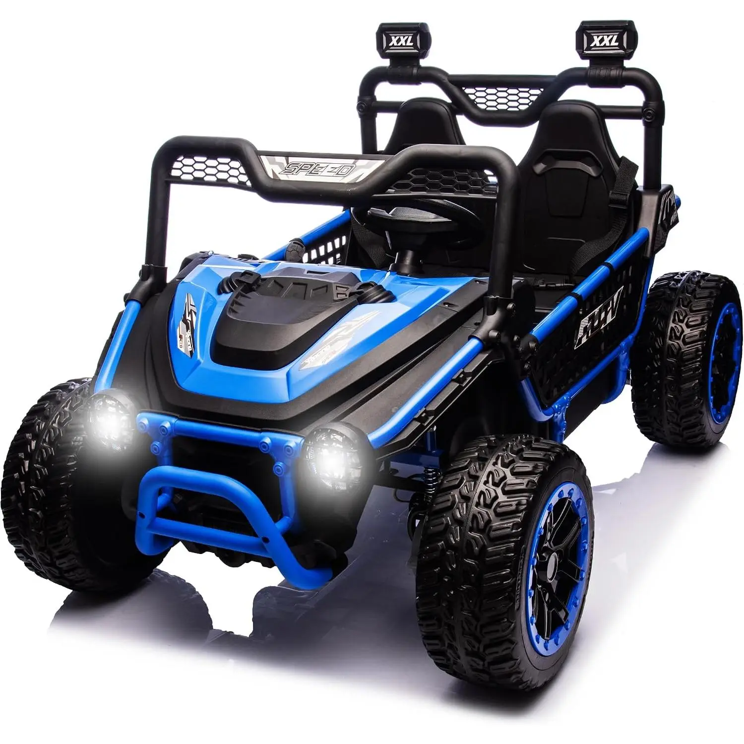 24V 2 Seater XXL Kids UTV Ride On Car with Remote Control 4WD Off Road Electric Vehicle Ride On Toy Car with EVA Tires Wheels, Metal Frame, Bluetooth