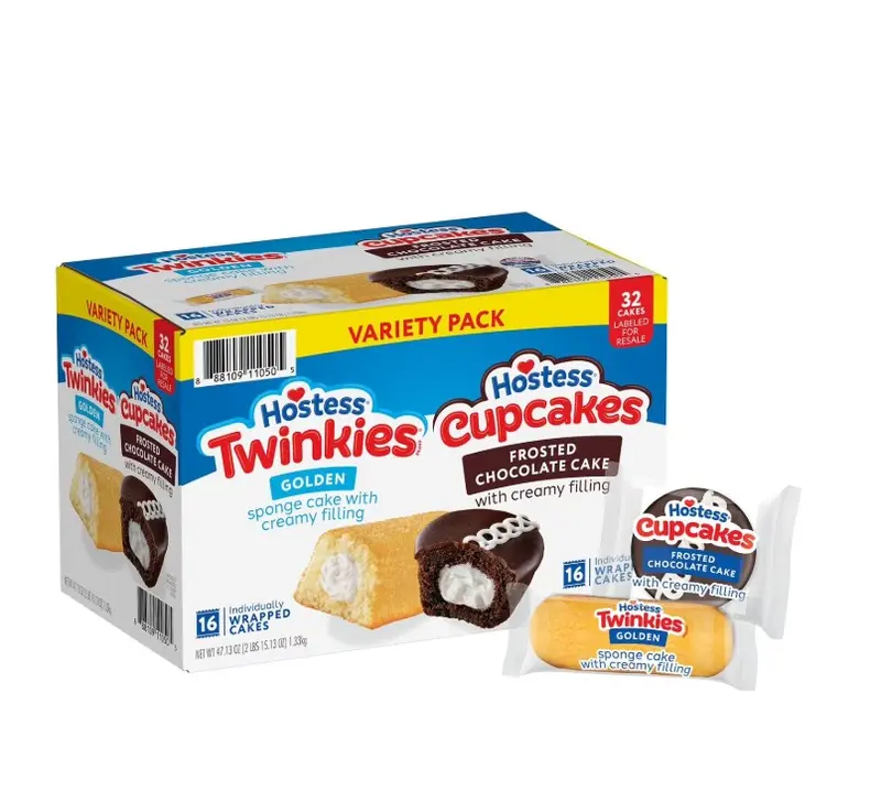 Hostess Twinkies & Cupcakes Variety Pack Snack Cakes 32 pk Delicious Assorted Dessert Golden Sponge Cake with Creamy Filling Frosted Chocolate Cake