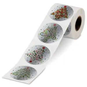 Lillian Vernon Christmas Tree Foil Rolled Stickers-  252 Included, 1-3/4" Diameter, Printed in The USA, Great for Cards, Gifts, Party Favors and More