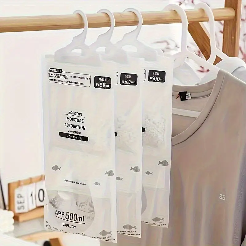 Hanging Moisture Absorber Bag, 16.9 oz Reusable Dehumidifier Bags for Cabinets and Wall Cupboards, Effective Humidity Control Solution