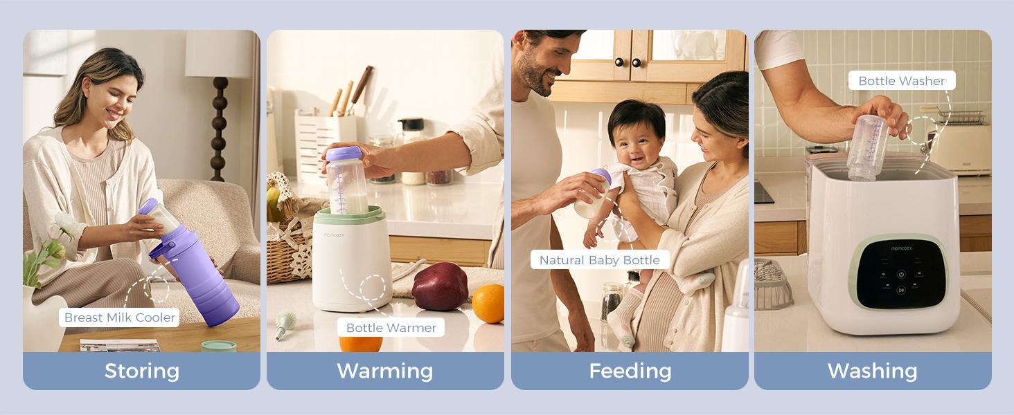 Momcozy 22oz Portable Breast Milk Cooler for On-the-Go, 360° Complete Cooling for 24 Hours, Spacious Travel Breastmilk Chiller with 2 Baby Bottles for Storage【B】