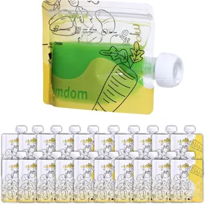 20 Pack Reusable Baby Food Pouches for Toddlers, Refillable Squeeze Pouch for Applesauce Yogurt Homemade Organic Puree Juice Snack for Baby Kids Students, Storage Containers, BPA Free, 5oz