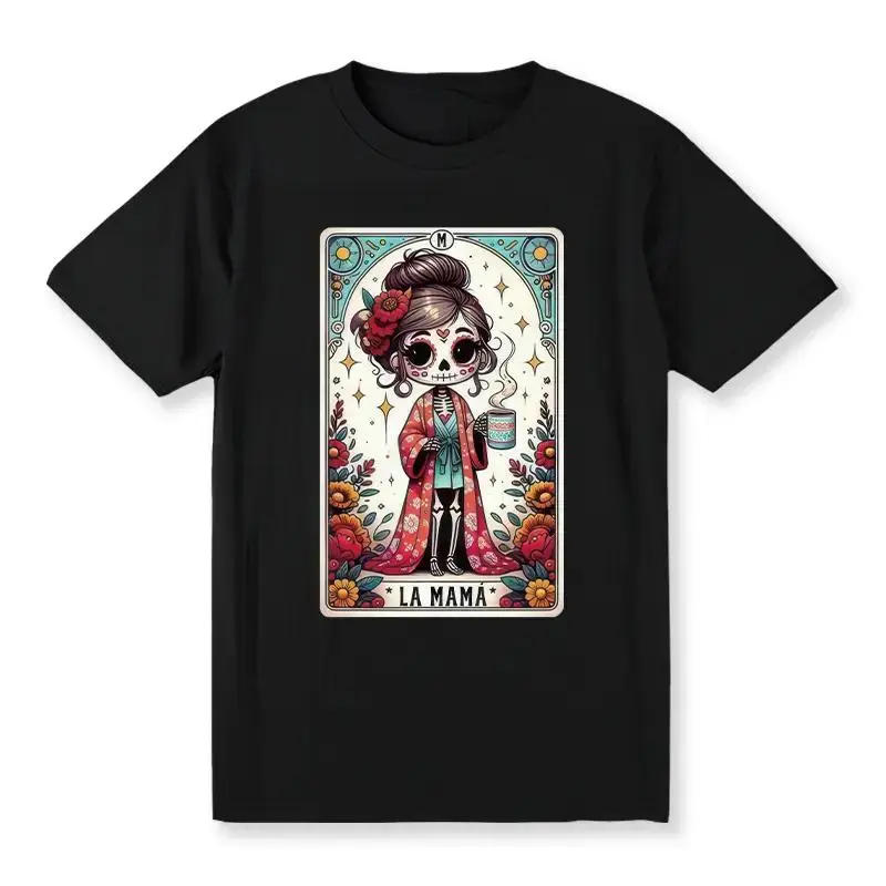 Tarot Card Shirt Funny Mexican Mom Tshirt Spanish Latina Skeleton Catrina Mama TShirt Mama Tee Mothers Day Shirt, Golf Gift T-Shirt For Men and Women
