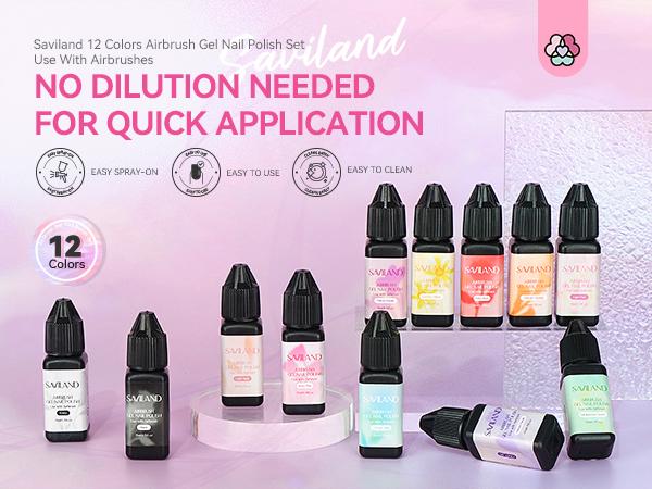 SAVILAND Airbrush Gel Nail Polish: Create Gradient Blush High Color Saturation Patterns Perfect Home Salon Cuticle Care Festival Gift