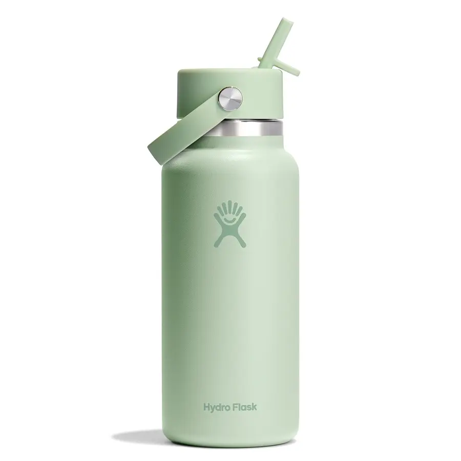 Hydro Flask 32oz Wide Mouth Reusable Water Bottle - Double-Layer Insulation, Flex Straw Lid, Leakproof, Dishwasher Safe, Portable Adult Drinkware, Ice Retention, Constant Temperature, Cold-Kept Drink Insulator, 32-40oz Capacity Option, 32Oz Water Bottle