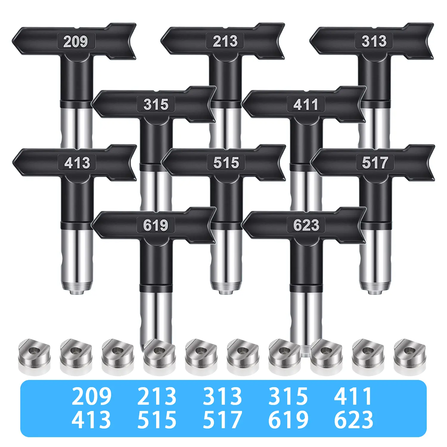 10 PCS Reversible Spray Tip, Airless Spray Nozzles of Airless Paint Spray Guns for Painting Walls, Fences, Cars & Boats