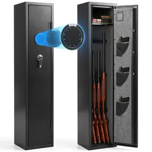Unassembled 4-5 Gun Safe, Long Gun Safe for Rifles and Pistols ,Rifle Safe for home with LCD Keypad,Unassembled Gun Cabinet with Removable Gun Racks and Pistol Pockets