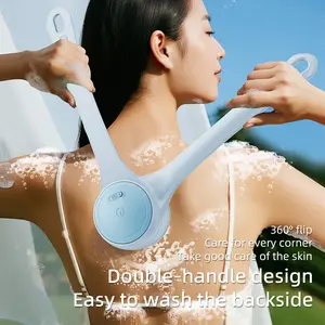 Back Scrubber Electric Body Brush for Shower, Auto Spinning Exfoliating Massage Bath Brush Rechargeable, Dual Long Handle, Deep Cleansing, Waterproof, Rotating Body Brushes with 5 Brush Heads