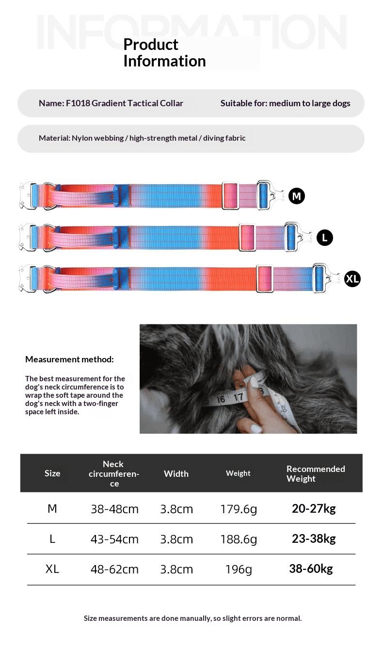 Gradient Tactical Dog Collar, Heavy Duty No Pull Training Collar with Control Handle & Metal Buckle for Medium Large Dogs