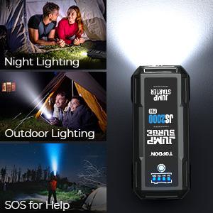 TOPDON  JS2000 Pro Car Battery Jump Starter, 2000A Peak Battery Jump Starter for Up to 8L Gas/6L Diesel Engines, 12V Portable Battery Booster Jump Starter Pack with Jumper Cables and EVA Protection Case