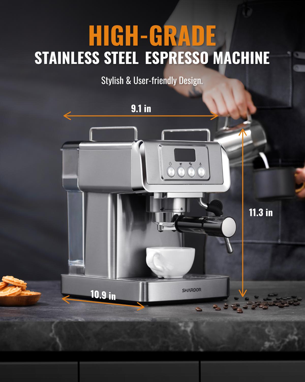 SHARDOR Espresso Machine, 20 bar Expresso Coffee Machines with Milk Frother Steam Wand, Latte & Cappuccino Coffee Maker for Home, 1350W SHARDOR Espresso Machine, 20 bar Expresso Coffee Machines with Milk Frother Steam Wand, Latte & Cappuccino Coffee Maker for Home, 1350W