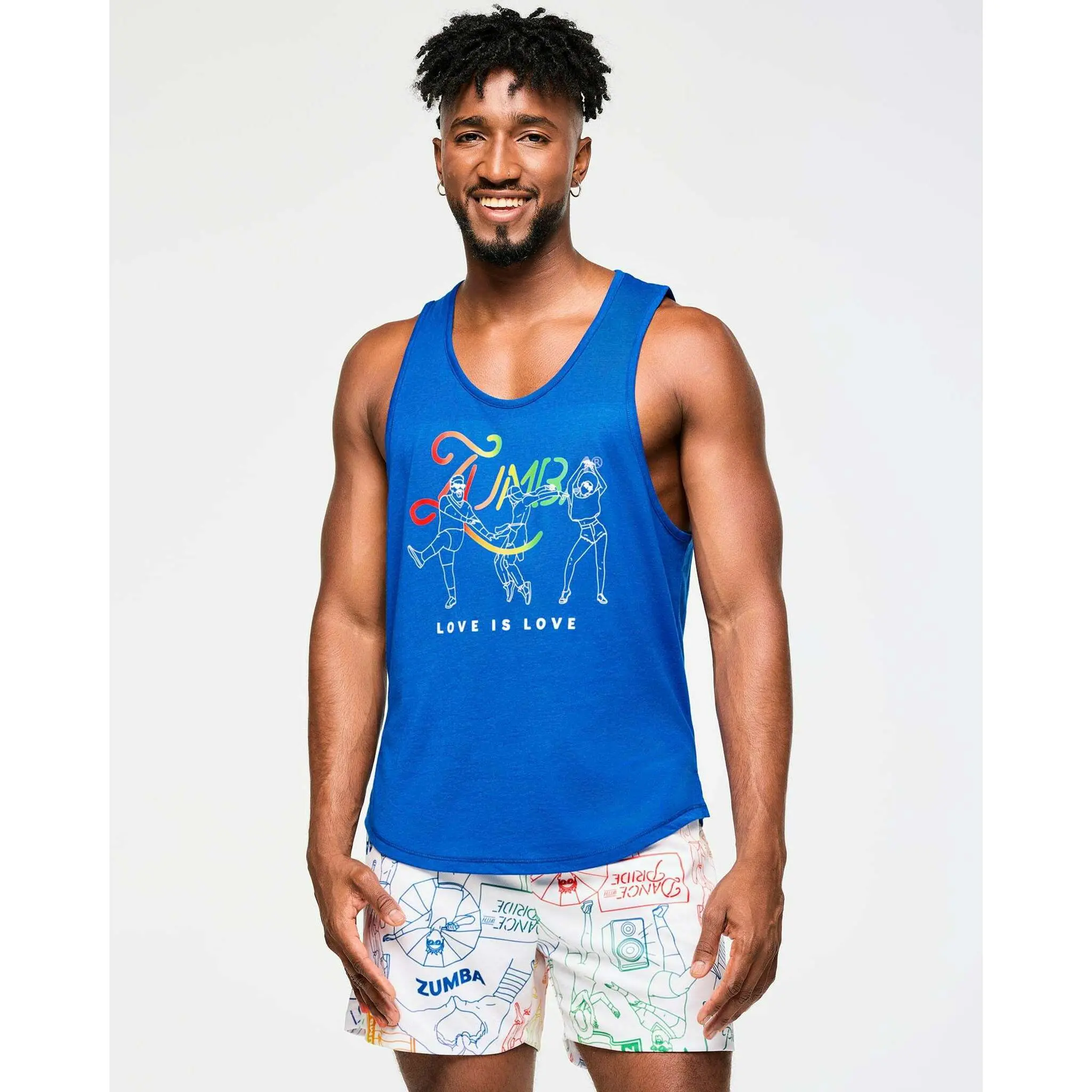 Zumba Menswear Men's Long Graphic Print Sleeveless Tank Shirt, Activewear Men's Tanks, Athletic Sleeveless Men's Tanks