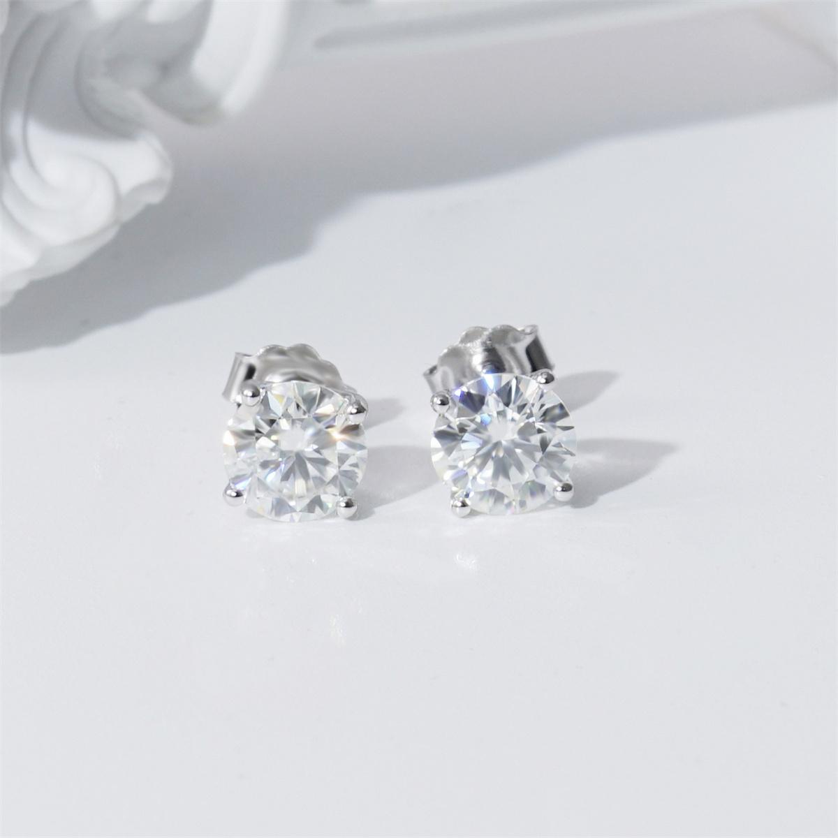 Delzzad 14k Gold-Plated Solitaire Four Prong Earrings Screw Back/Butterfly Back Lab-Created Moissanite Stud Earring S925 Sterling Silver Moissanite Jewelry Perfect Birthday Mother’s Day Christmas Gift for Men Women Wedding Set