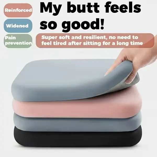 Extra-Thick Memory Foam Seat Cushion, 1.5-Inch Supportive Chair Pad with Removable Cover and Non-Slip Bottom for Office, School, Car and Truck Seats