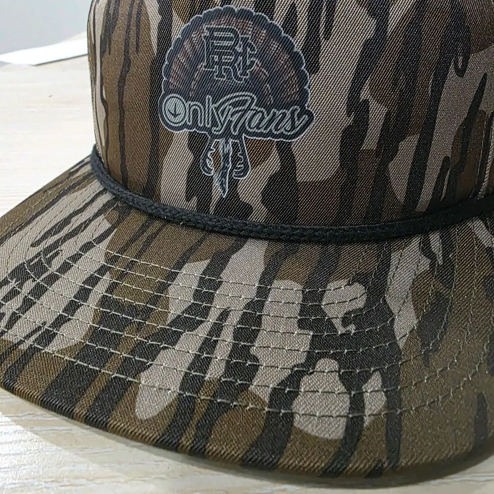 Men's Bottomland Camo Adjustable Baseball Cap - Snapback Design, Custom Leather Turkey Patch, Rope Detail, Baseball Cap Adjustable, Clothes, Snapback Hats, Custom Hats, Mossy Oak, Leather Patch, Casual, Camouflage, Unisex