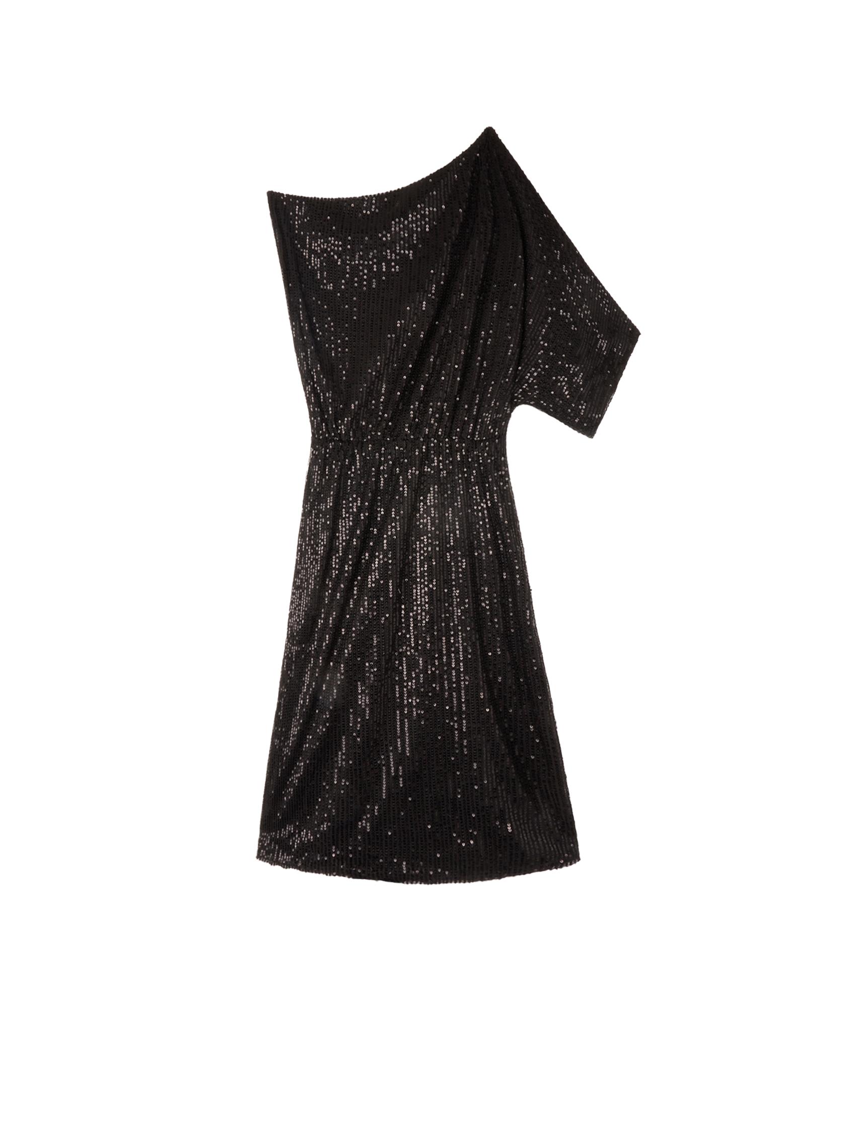 LikeMyChoice Elegant Sequined Asymmetrical Off-the-shoulder Mini Dress Pleated Womenswear wedding guest dresses Short Cocktail