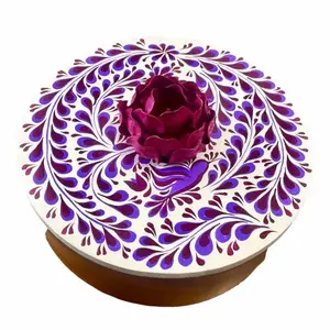 Mexican Tortilla Warmer Parota Wood- Violet Rose