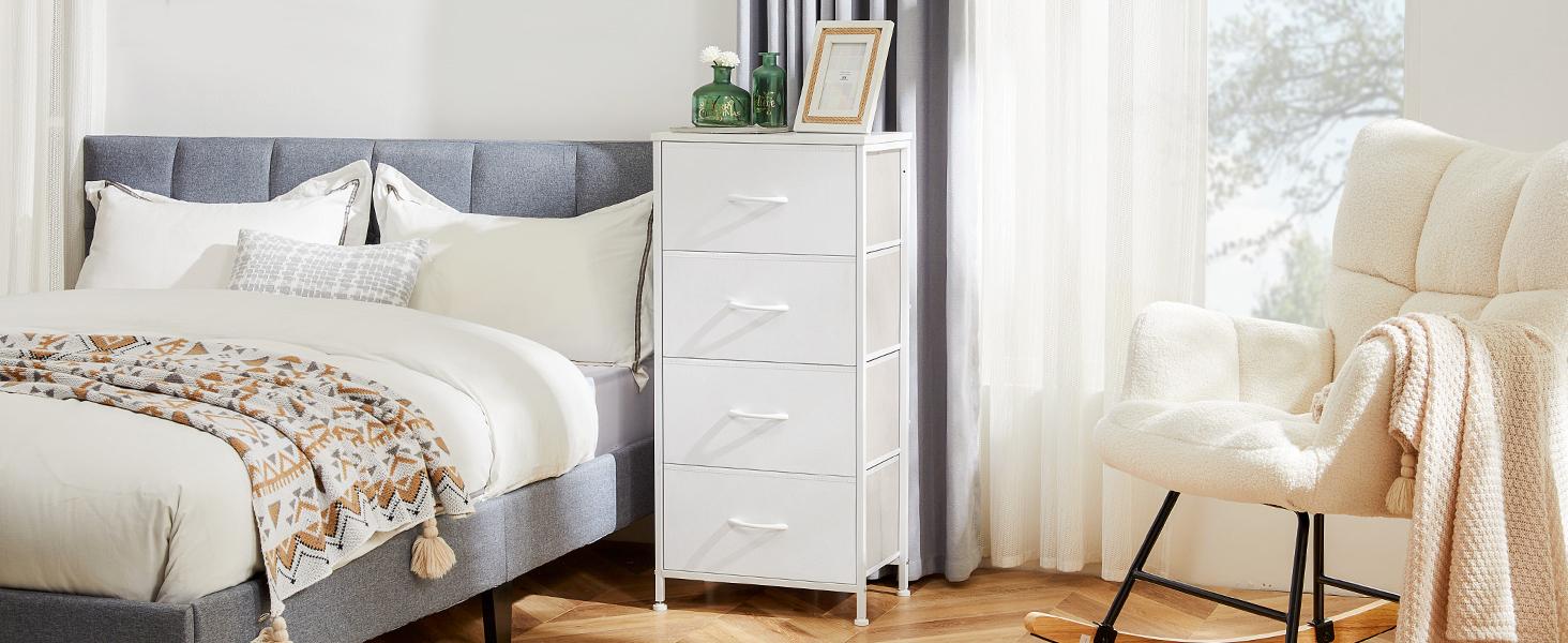 Cupboards Cabinets Dresser for Bedroom, Storage Drawers, Fabric Storage Tower with 4 Drawers, Organizer Unit, with Wooden Top for Closet, Living Room