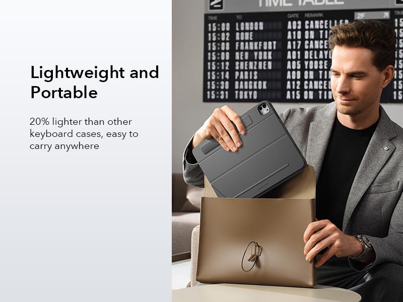 ESR Detachable Keyboard Case for iPad Air 11/13 inch&iPad Pro 11/13 inch, Magnetic Detachable Keyboard, Portrait/Landscape Modes, Large Click-Anywhere Trackpad, Backlit Keys, Shift Series